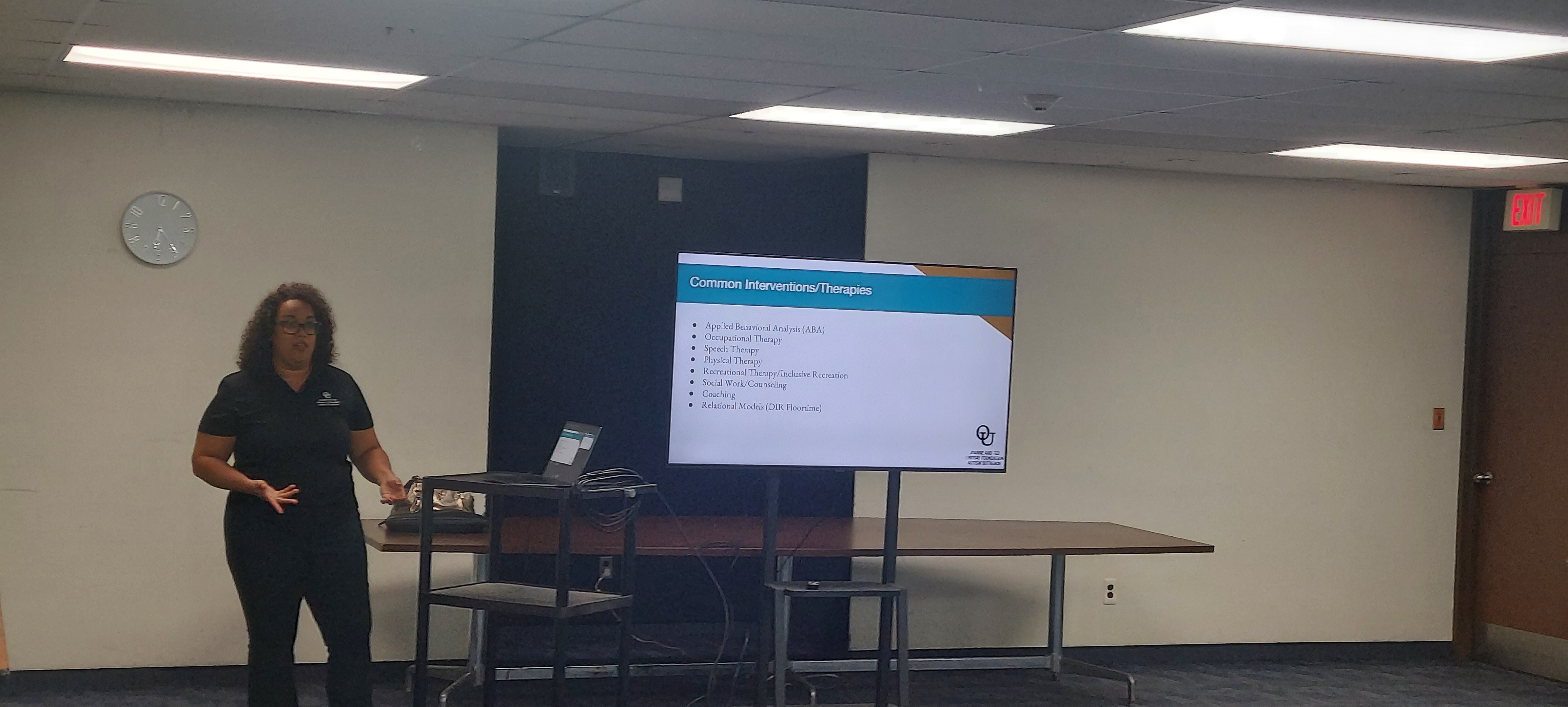 OUCARES-Presentations On Autism For Adults - Brittany Lynch, Outreach Coordinator, is presenting and showing information on the screen.